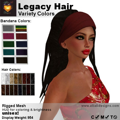 A&A Legacy Hair Variety Colors, boxed. Unisex hairstyle.