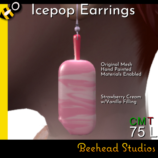Strawberry Cream Vanilla Icepop Earrings