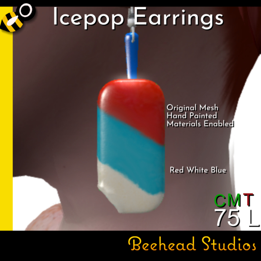 [Beehead Studios] Red White Blue Icepop Earrings