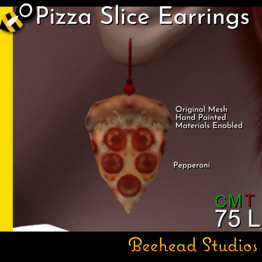 [Beehead Studios] Pepperoni Pizza Slice Earrings