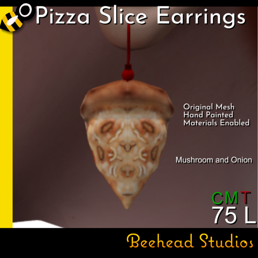 [Beehead Studios] Mushroom Onion  Pizza Slice Earrings