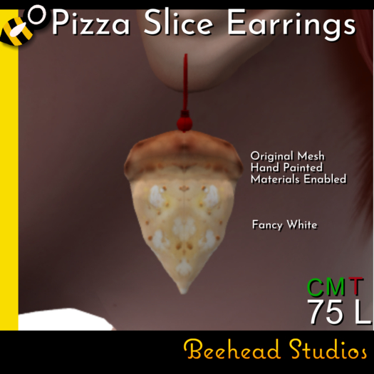 [Beehead Studios] Fancy White Pizza Slice Earrings