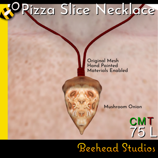 Mushroom Onion Pizza Slice Necklace