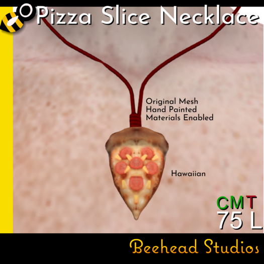 [Beehead Studios] Hawaiian Pizza Slice Necklace
