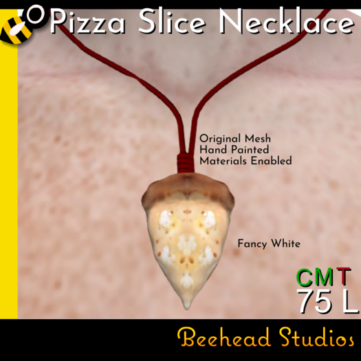[Beehead Studios] Fancy White Pizza Slice Necklace