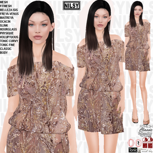 NILSY OFFSHOULDER BEADED LOOSE DRESS,ALL BODIES