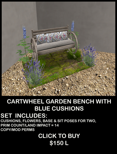 BLUE CARTWHEEL GARDEN BENCH V2 BOXED