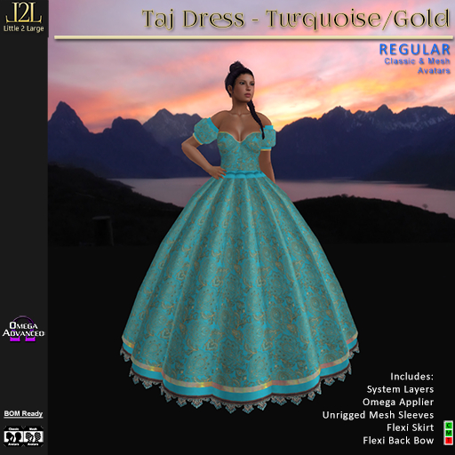L2L Taj Dress - Turquoise/Gold