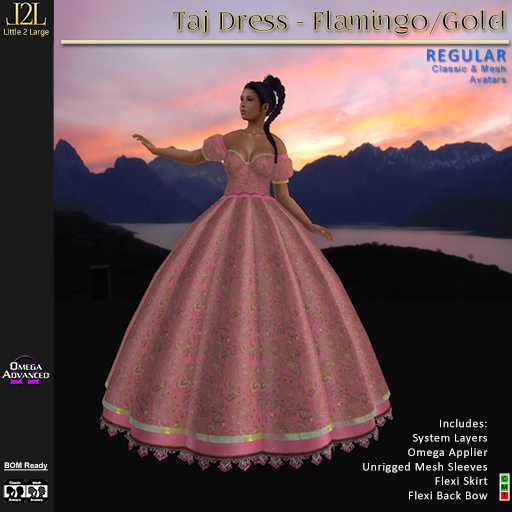 L2L Taj Dress - Flamingo/Gold