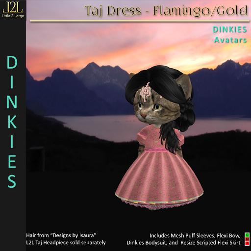 L2L Taj Dress - Flamingo/Gold - Dinkies
