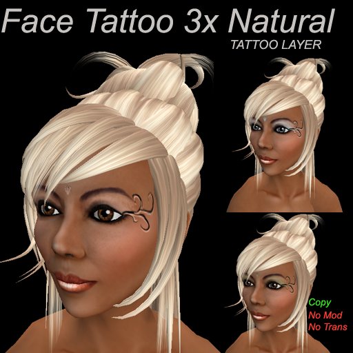 3x Face Tattoo + Eye Makeup NATURAL