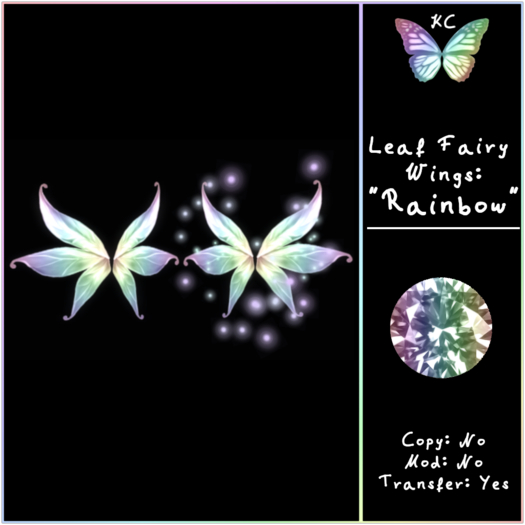 KC Leaf Fairy Wings: Rainbow