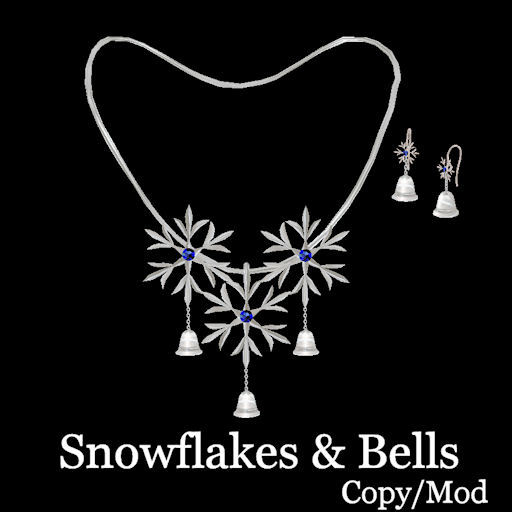 Sapphire Snowflakes and Bells Jewelry Set