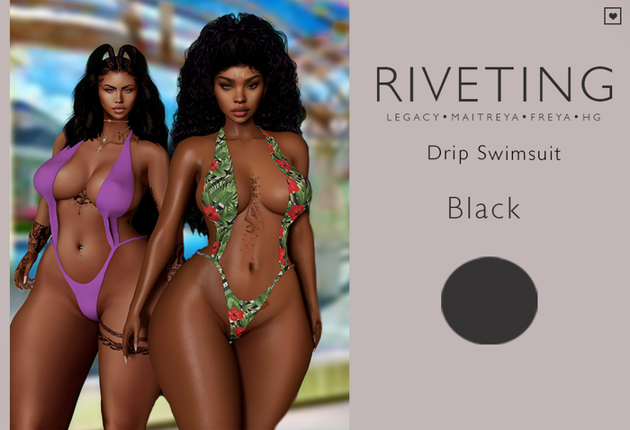 **Riveting ~ Drip Swimsuit {Black} {Add}