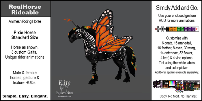 *E* RealHorse Rideable - Pixie Horse Standard  [Add & Click]