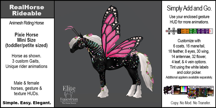 *E* RealHorse Rideable - Pixie Horse Mini  [Add & Click]