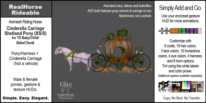 *E* RHR Shetland Pony & Cinderella Carriage [Add & Click]