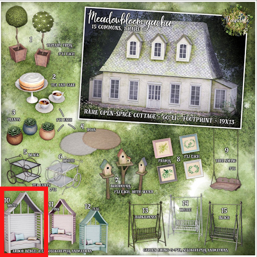 Raindale - Meadowbloom arbor bench - white (rez&open)