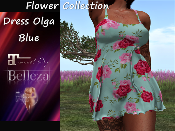 {RP} Dress Olga Flower Colllection Blue