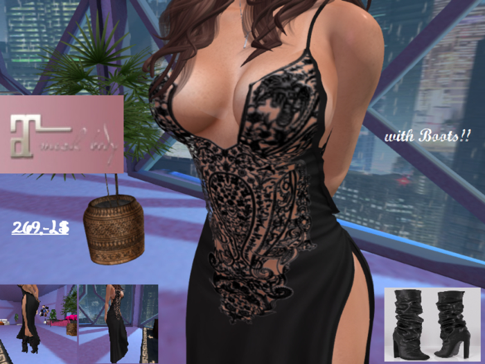 Long Dress black + Boots