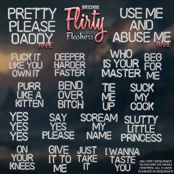 Second Life Marketplace - [Kres] Flirty Flashers - SCREAM MY NAME