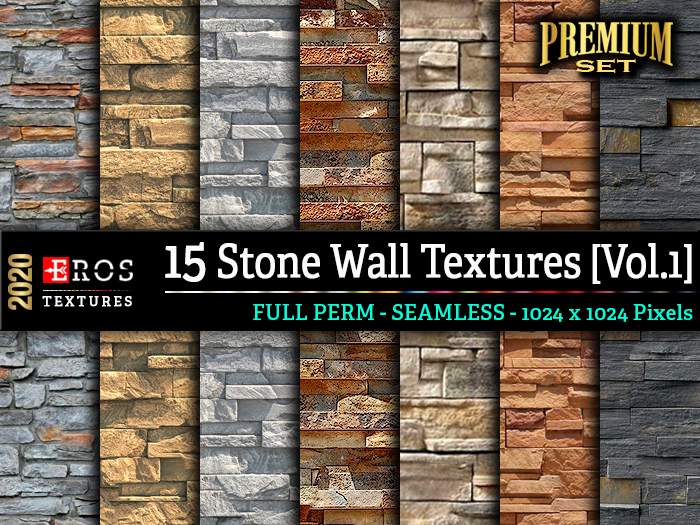 15 Stone Wall Textures [Vol.1] by {EROS Textures Lab}