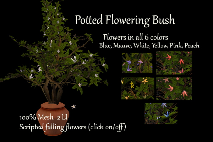 Aguas Mesh Potted Plant w Flowers (all six colors) Fat Pack Box, with scripted falling flowers