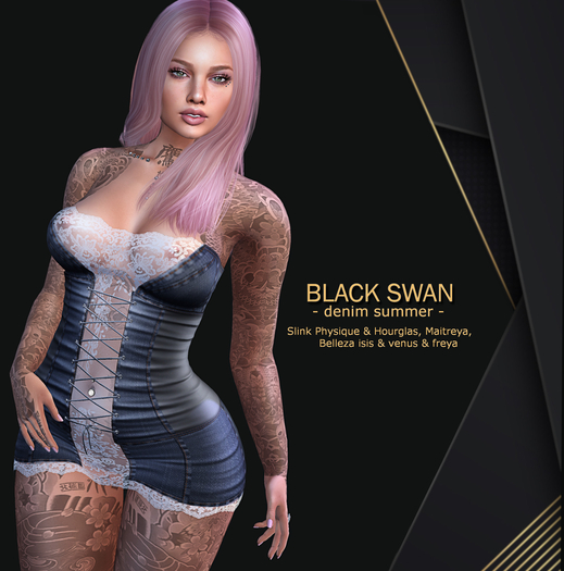 ! Black Swan ! denim summer - dark blue dress