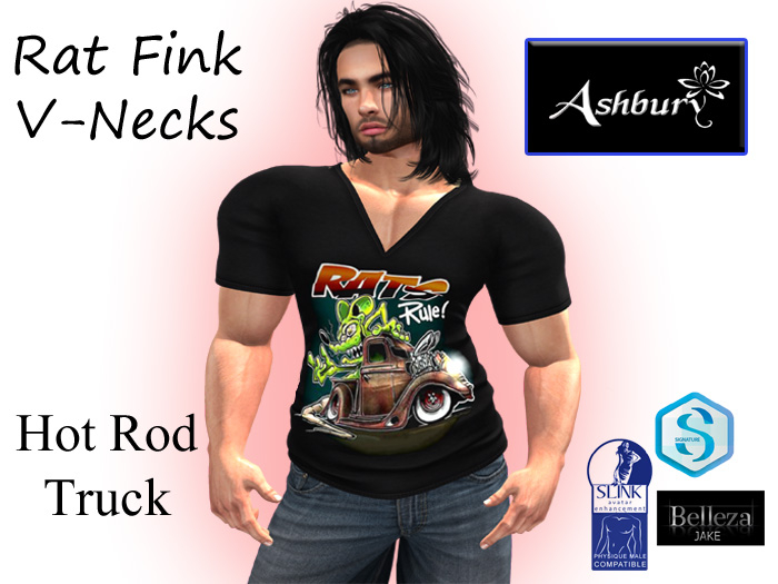 [ASHBURY] DEX V-NECK TRUCK RAT FINK BLACK