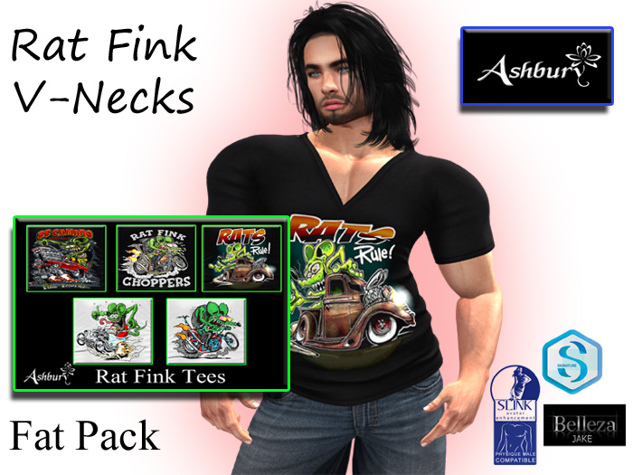 [ASHBURY] DEX V-NECK SHIRT-RAT FINK FAT PACK 