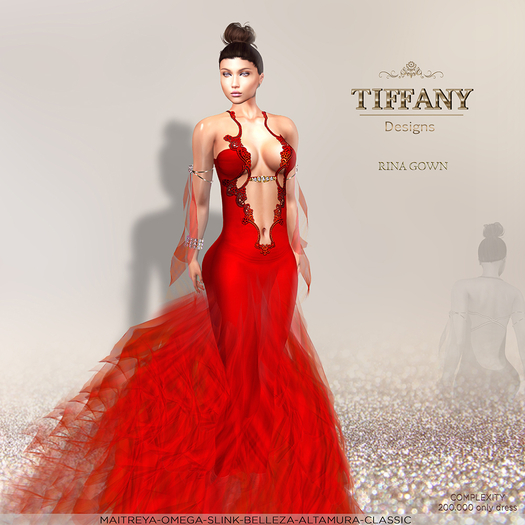 ::TD:: Rina Gown with Appliers ~ Red