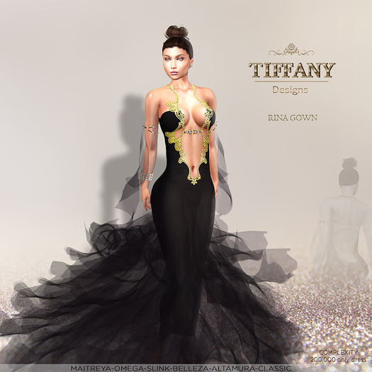 ::TD:: Rina Gown with Appliers ~ Black
