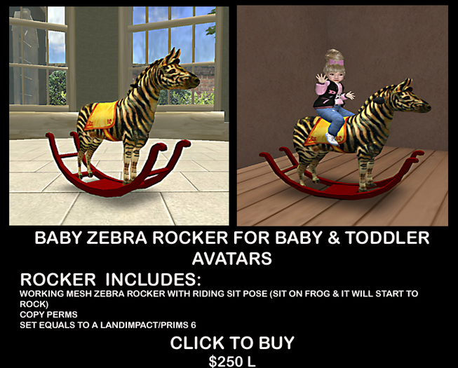 ZEBRA ROCKER ROCKING HORSE FOR BABY & TODDLER AVATARS