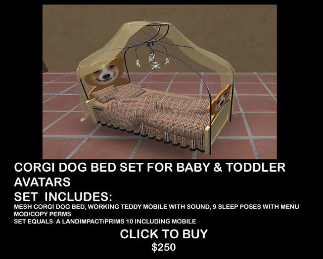 CUTE CORGI DOG BED FOR BABY & TODDLER AVATARS