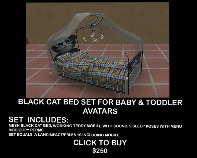 BLACK CAT TODDLER BED BOXED