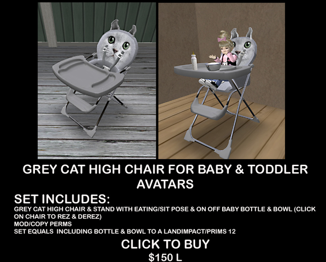 GREY CAT HIGH CHAIR v3 BOXED