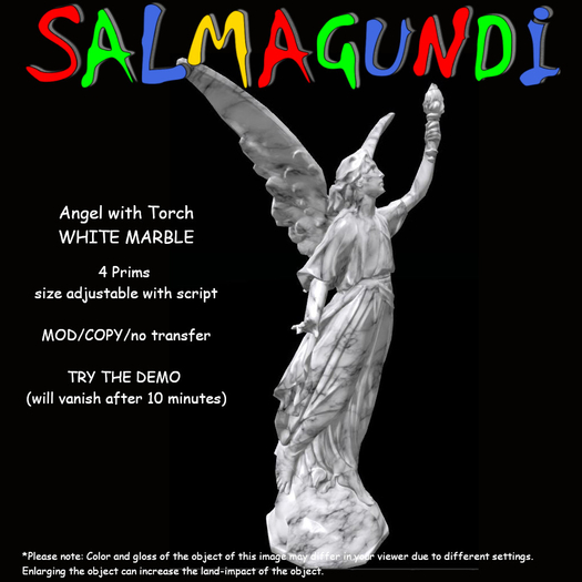 Angel with Torch - WHITE MARBLE