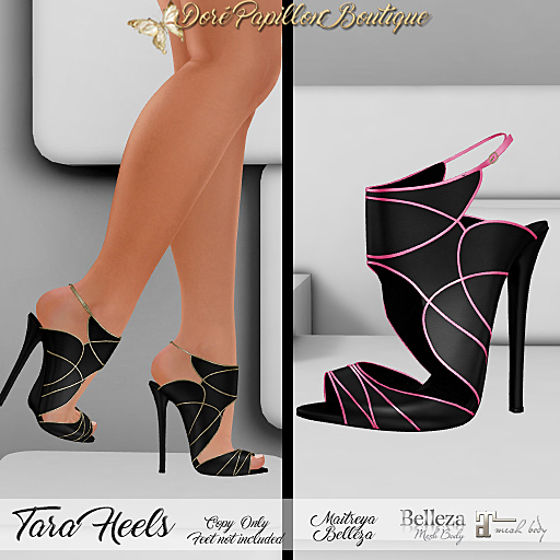 DPB Tara Heels - Black & Pink  *Maitreya & Belleza Only*