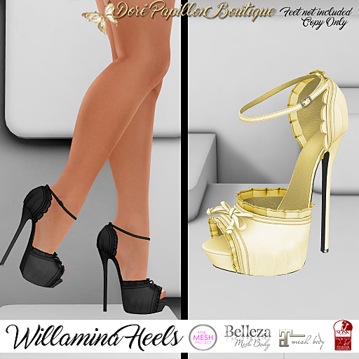 DPB Willamina Heels - Yellow  *Maitreya, Slink, Belleza & TMP*