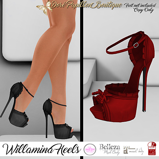 DPB Willamina Heels - Red  *Maitreya, Slink, Belleza & TMP*