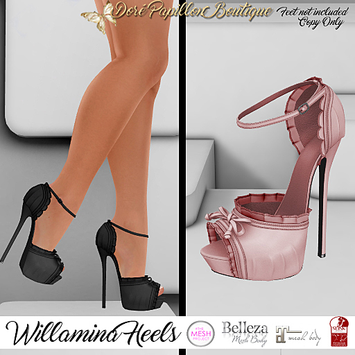 DPB Willamina Heels - Peach  *Maitreya, Slink, Belleza & TMP*