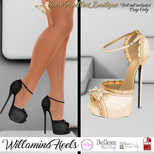 DPB Willamina Heels - Gold  *Maitreya, Slink, Belleza & TMP*
