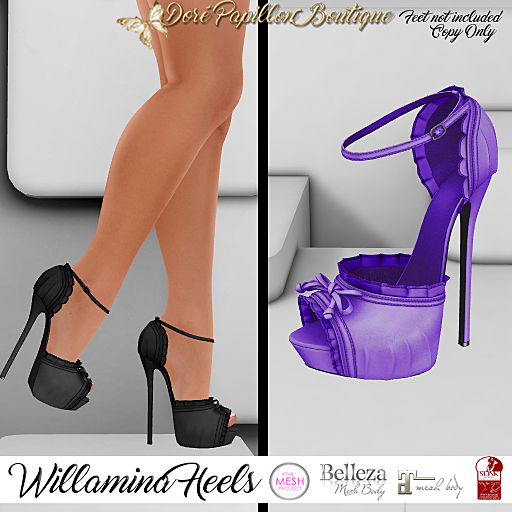 DPB Willamina Heels - Drk Purple  *Maitreya, Slink, Belleza & TMP*