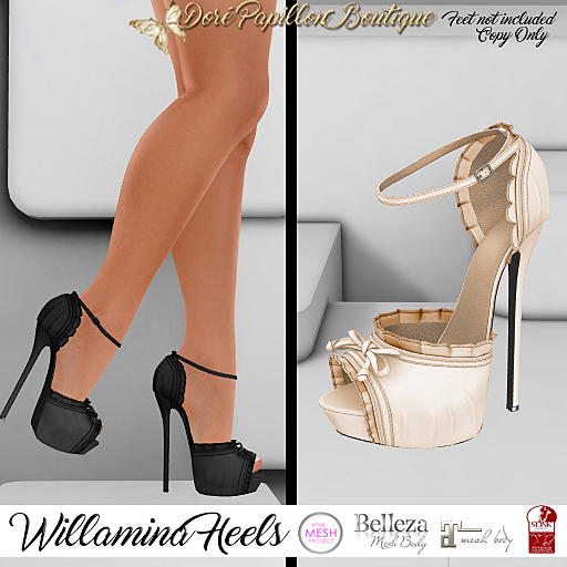 DPB Willamina Heels - Cream  *Maitreya, Slink, Belleza & TMP*