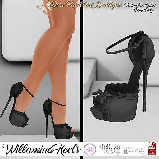 DPB Willamina Heels - Black  *Maitreya, Slink, Belleza & TMP*