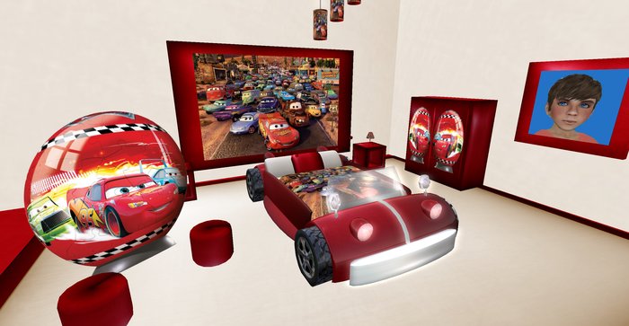 children bedroom red RACING