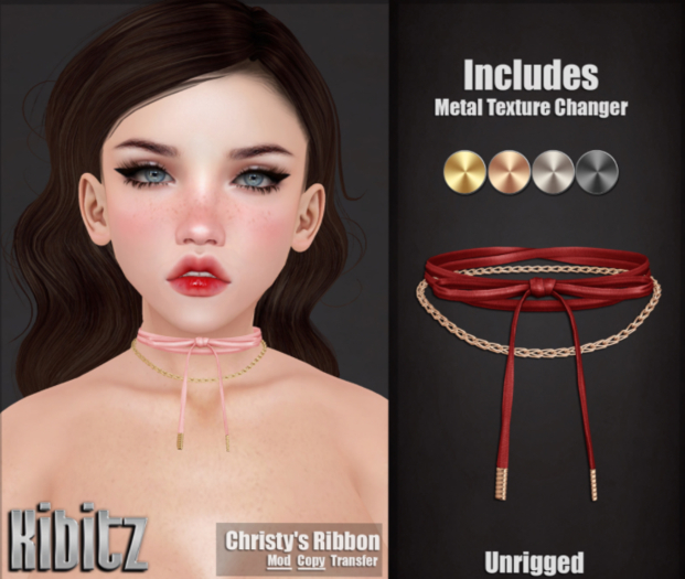 Kibitz - Christy's Ribbon choker - rose