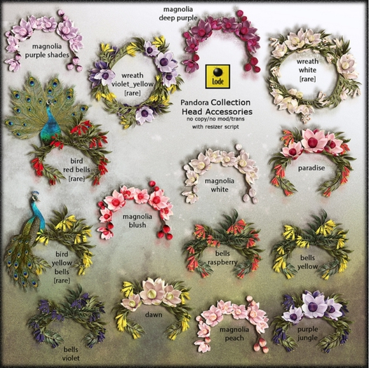 RARE! *LODE* Head Accessory - Pandora Wreath [violet_yellow] RARE