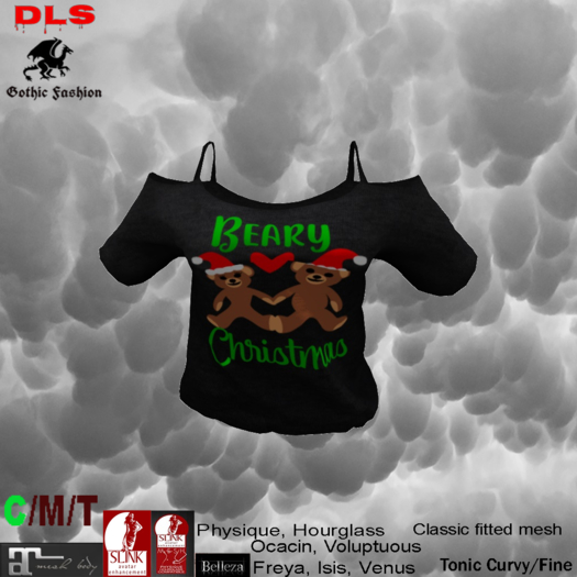 Cut-out Shoulder Teeshirt Beary Xmas boxed