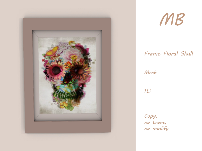 MB box - Frame Floral Skull 2 beige
